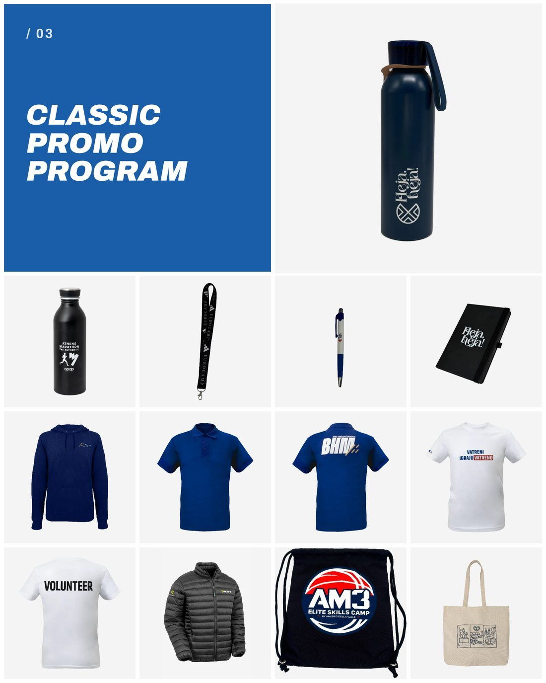 Classic promo program: brandirana boca, rokovnik, kemijska i majica s tiskom